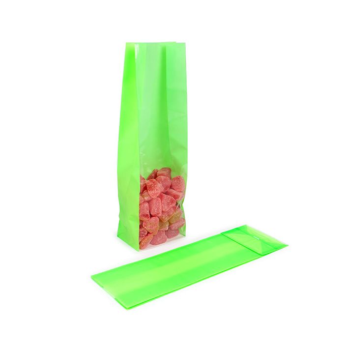 Sacchetto con fondo piatto in carta Verde neon 8,9x5,7x30,5 cm (100 pezzi) [FGPB16NG]