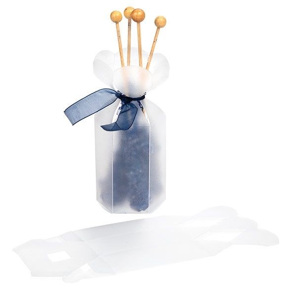 Scatola trasparente con parte superiore a fiore effetto smerigliato 4.9x4.9x7.6cm (25 pezzi) [FS354F]