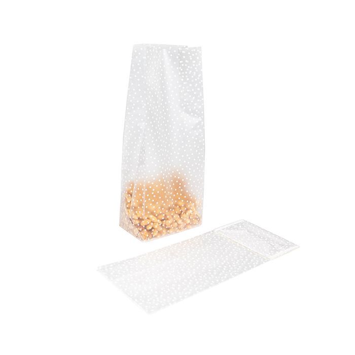 Sacchetto SOS trasparente con fondo piatto in carta Smerigliato Polka punti 12.7x7.6x30.5 cm (100 pz) [FFGPB1D]
