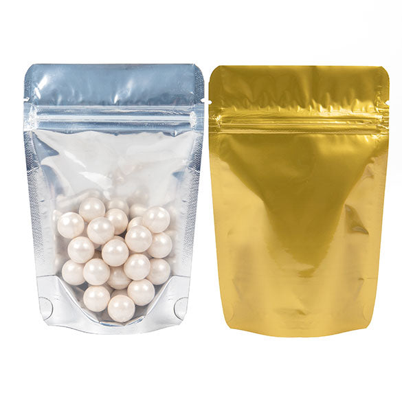 Buste doypack trasparenti/oro 10x6x15cm | 57 grammi (100 pezzi) [ZBGG2]