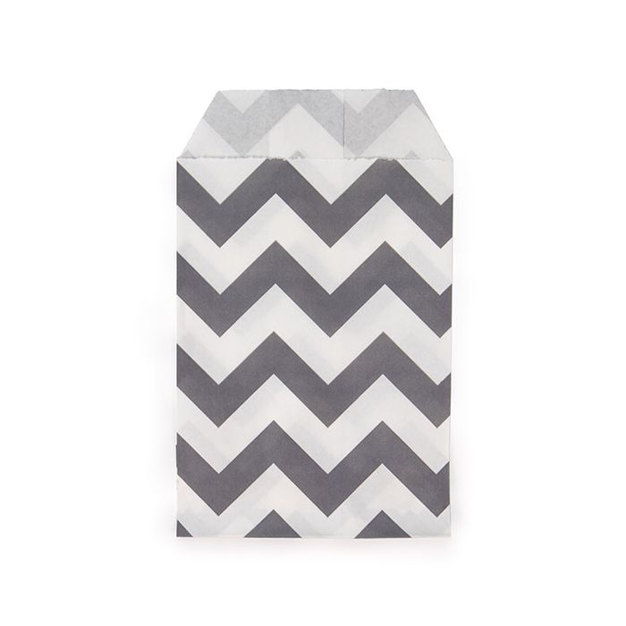 Sacchetti di carta bianche con nero strisce chevron 7,6x12,7 cm (100 pz) [GPB35CS]