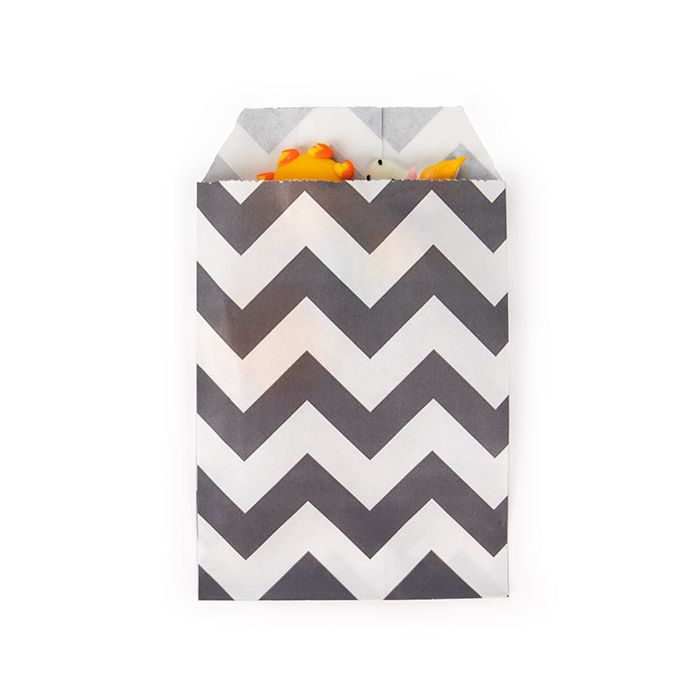 Sacchetti di carta bianche con nero strisce chevron 7,6x12,7 cm (100 pz) [GPB35CS]