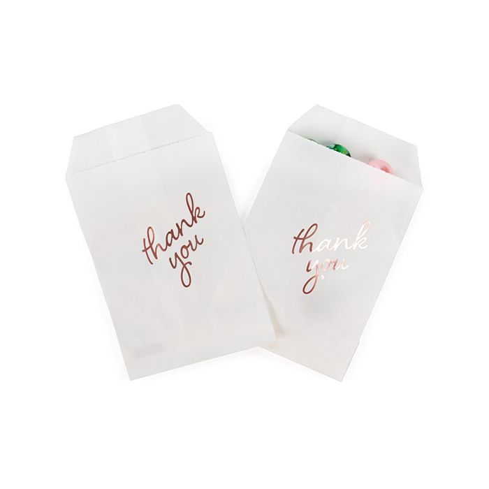 Sacchetti di carta bianche con oro rosa ''Thank You'' 7,6x12,7 cm (100 pz) [GPB35RT]