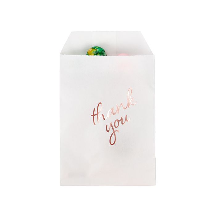 Sacchetti di carta bianche con oro rosa ''Thank You'' 7,6x12,7 cm (100 pz) [GPB35RT]