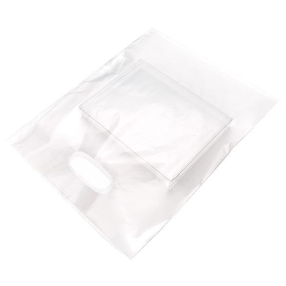 Buste con manico a fagiolo effetto smerigliato 30.5x38.1cm PE 60 micron (100 pezzi) [H1215FT1]