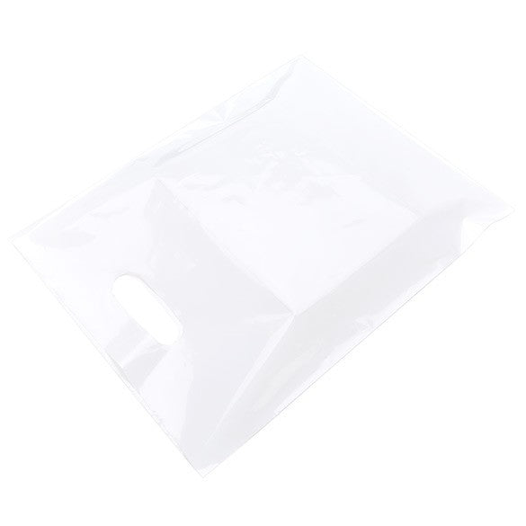 Buste bianche con manico a fagiolo 30.5x38.1cm PE 60 micron (100 pezzi) [H1215WT1]