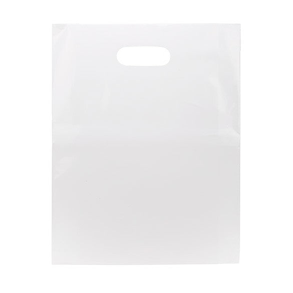 Buste bianche con manico a fagiolo 30.5x38.1cm PE 60 micron (100 pezzi) [H1215WT1]