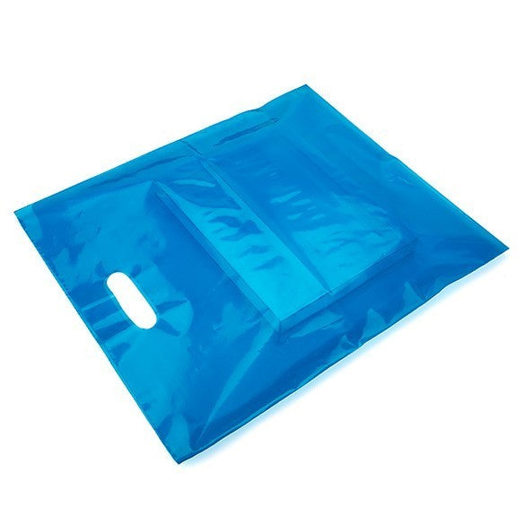 Buste blu con manico a fagiolo 38.1x45.7cm 60 micron LDPE (100 pezzi) [H1518BL1]