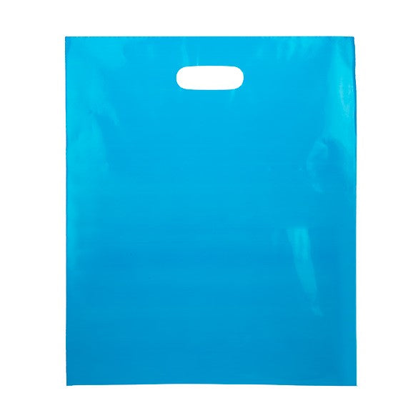 Buste blu con manico a fagiolo 38.1x45.7cm 60 micron LDPE (100 pezzi) [H1518BL1]