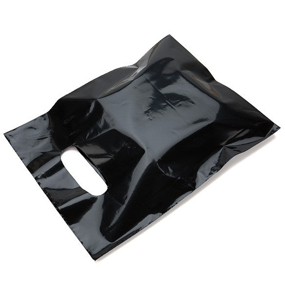 Buste nere con manico a fagiolo 22.9x30.5cm 60 micron LDPE (100 pezzi) [H912BK1]