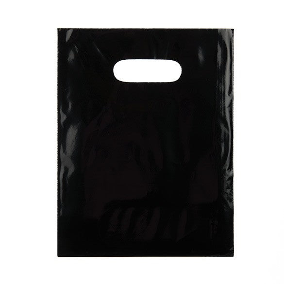 Buste nere con manico a fagiolo 22.9x30.5cm 60 micron LDPE (100 pezzi) [H912BK1]
