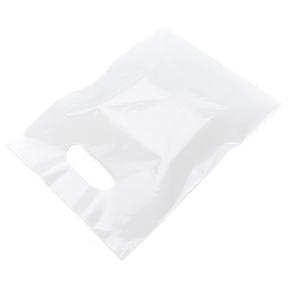 Buste con manico bianche 23.9x30.5cm 60 micron LDPE (100 pezzi) [H912WT1]