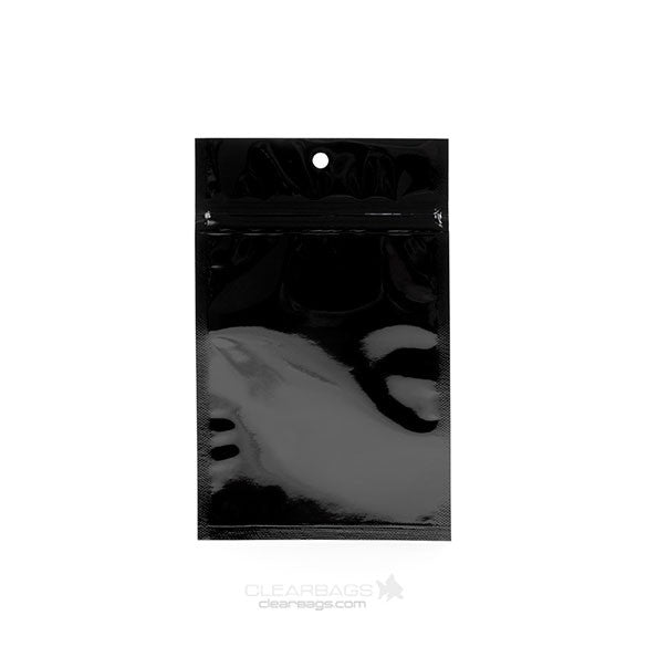Sacchetto trasparente con chiusura a pressione Nero 9x12.5cm metallizzato (100 pezzi) [HZBB4MB]