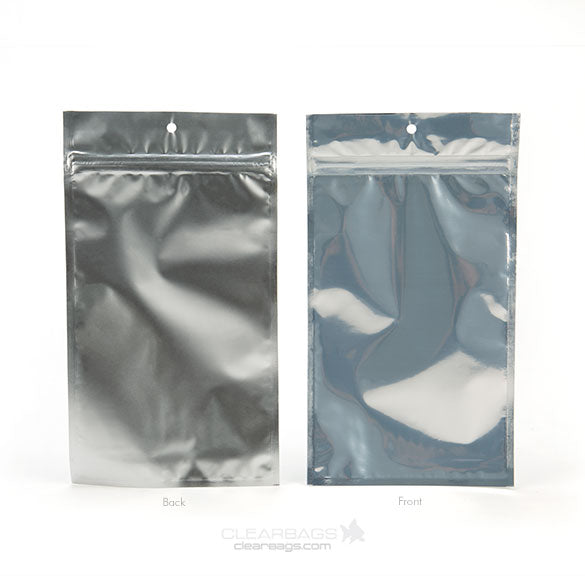Sacchetto trasparente con chiusura a pressione Trasparente/Argento 12,5x21cm (100 pezzi) [HZBB6S]