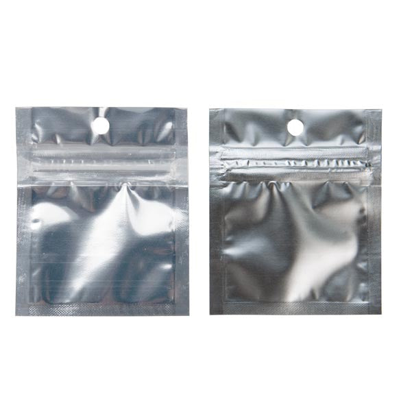 Sacchetto trasparente con chiusura a pressione trasparente/argento 5x5cm (100 pezzi) [HZBB9S]