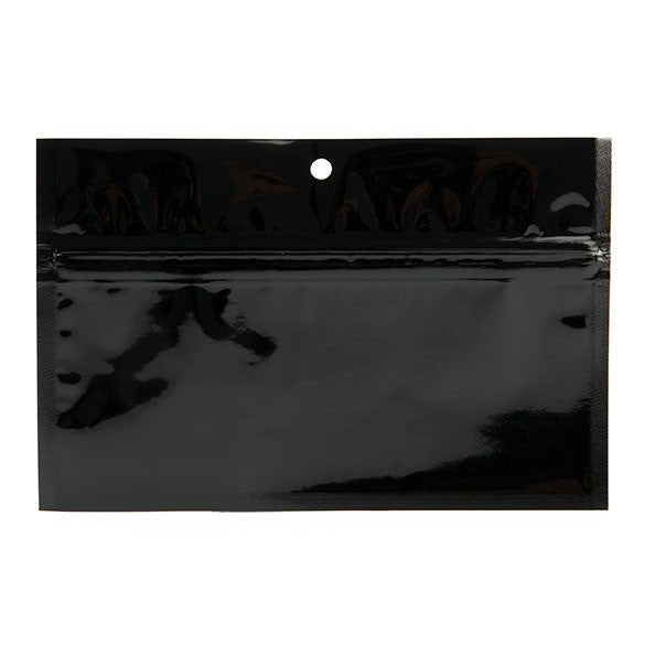 Sacchetto trasparente con chiusura a pressione nero 15x7cm metallizzato (100 pezzi) [HZBB2MB]