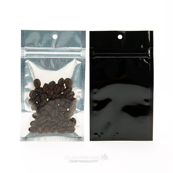 Sacchetto trasparente con chiusura a pressione Trasparente/Nero 7.5x11.5cm (100 pezzi) [HZBB3CB]