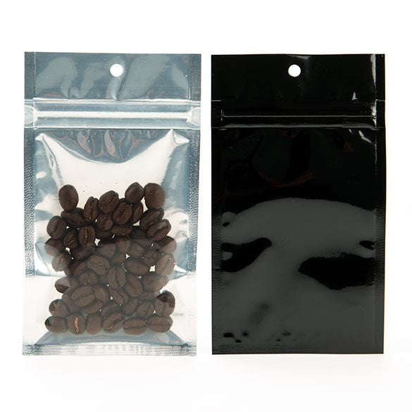 Sacchetto trasparente con chiusura a pressione Trasparente/Nero 7.5x11.5cm (100 pezzi) [HZBB3CB]