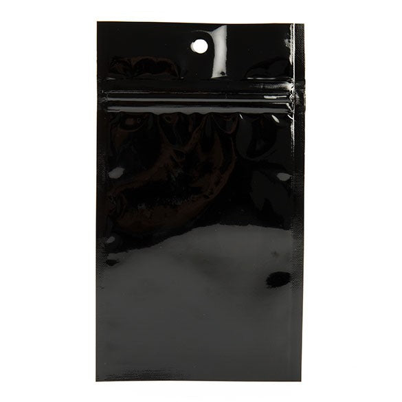 Sacchetto trasparente con chiusura a pressione Nero 7,5x11,5cm metallizzato (100 pezzi) [HZBB3MB]