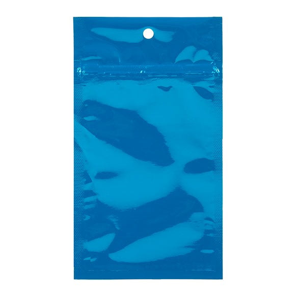 Sacchetto trasparente con chiusura a pressione Blu 7,5x11,5cm metallizzato (100 pezzi) [HZBB3MBL]