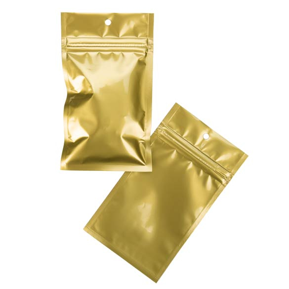 Sacchetto trasparente con chiusura a pressione Oro 7,5x11,5cm metallizzato (100 pezzi) [HZBB3MG]