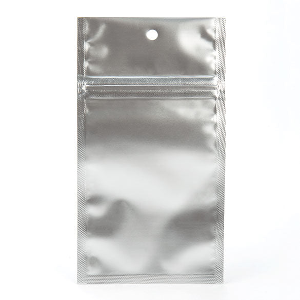 Sacchetto trasparente con chiusura a pressione Argento 7,5x11,5cm metallizzato (100 pezzi) [HZBB3MS]