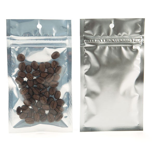 Sacchetto trasparente con chiusura a pressione Trasparente/Argento 7.5x11.5cm (100 pezzi) [HZBB3S]