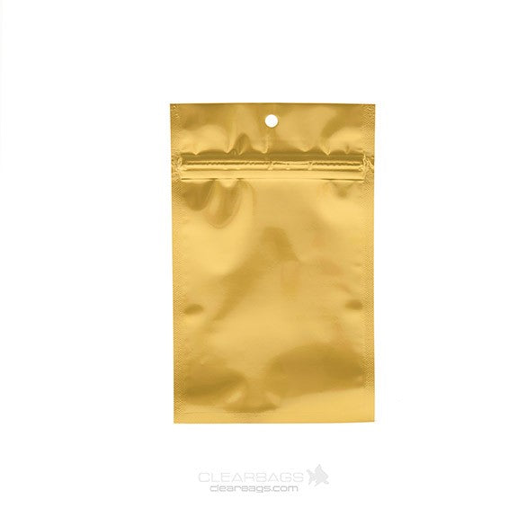Sacchetto trasparente con chiusura a pressione Oro 9x12.5cm metallizzato (100 pezzi) [HZBB4MG]