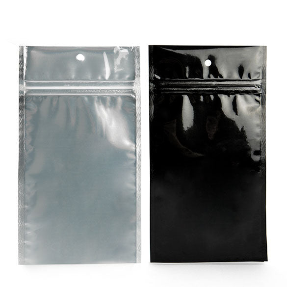 Sacchetto trasparente con chiusura a pressione trasparente/nero 10x16.5cm (100 pezzi) [HZBB5CB]