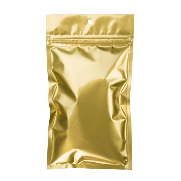 Sacchetto trasparente con chiusura a pressione Oro 10x16.5cm metallizzato (100 pezzi) [HZBB5MG]