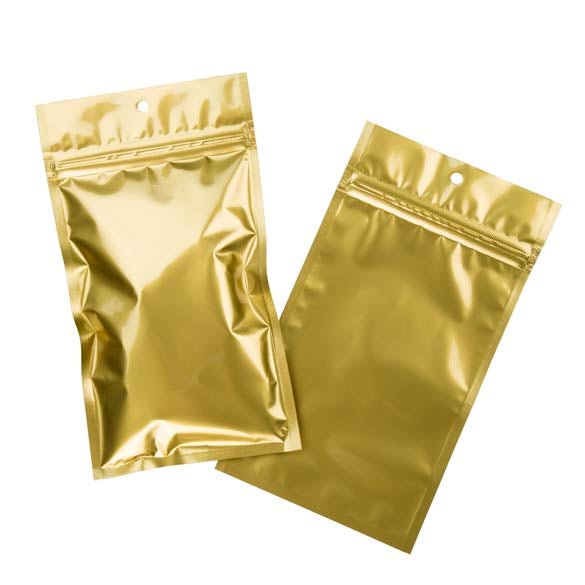 Sacchetto trasparente con chiusura a pressione Oro 10x16.5cm metallizzato (100 pezzi) [HZBB5MG]