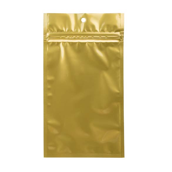 Sacchetto trasparente con chiusura a pressione Oro 10x16.5cm metallizzato (100 pezzi) [HZBB5MG]