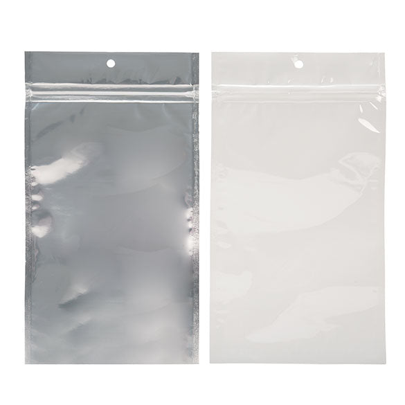Sacchetto trasparente con chiusura a pressione Trasparente/Bianco 12,5x21cm (100 pezzi) [HZBB6CW]