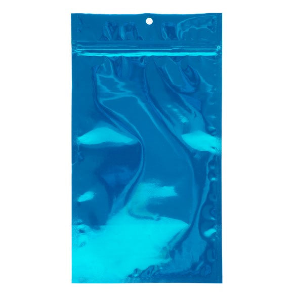 Sacchetto trasparente con chiusura a pressione Blu 12,5x21cm metallizzato (100 pezzi) [HZBB6MBL]