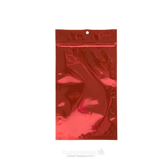 Sacchetto trasparente con chiusura a pressione Rosso 10x16.5cm metallizzato (100 pezzi) [HZBB5MR]