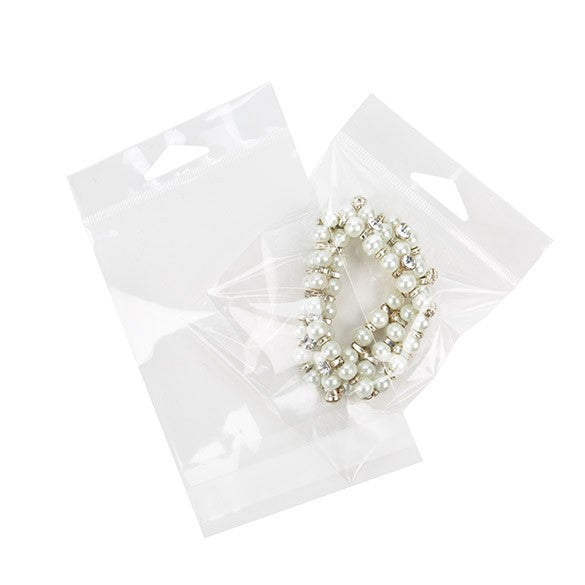 Sacchetti con foro di sospensione 9.4x10.6cm richiudibili e trasparenti (100 pezzi) [HB3X4]