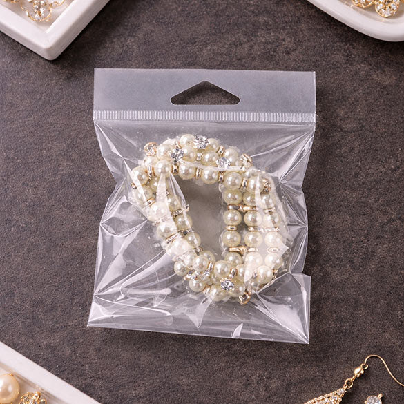Sacchetti con foro di sospensione 9.4x10.6cm richiudibili e trasparenti (100 pezzi) [HB3X4]