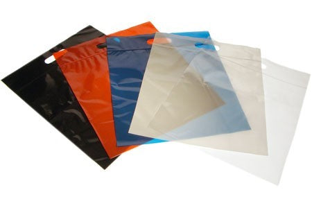 Buste blu con manico a fagiolo 22.9x8.2x18.4cm 75 microns (100 pezzi) [ZH13BL5]