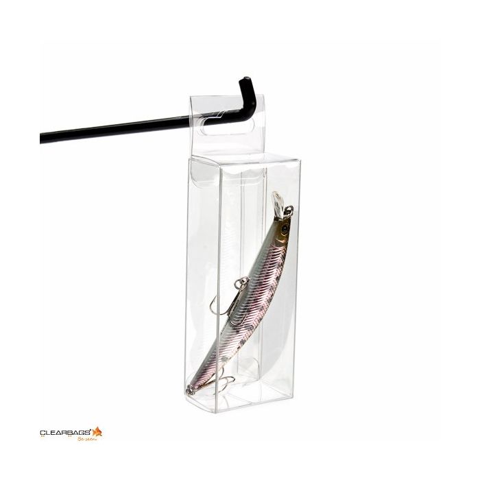 Scatole trasparenti 3.8x2.5x10.2cm con foro di sospensione (25 pezzi) [HFB219]