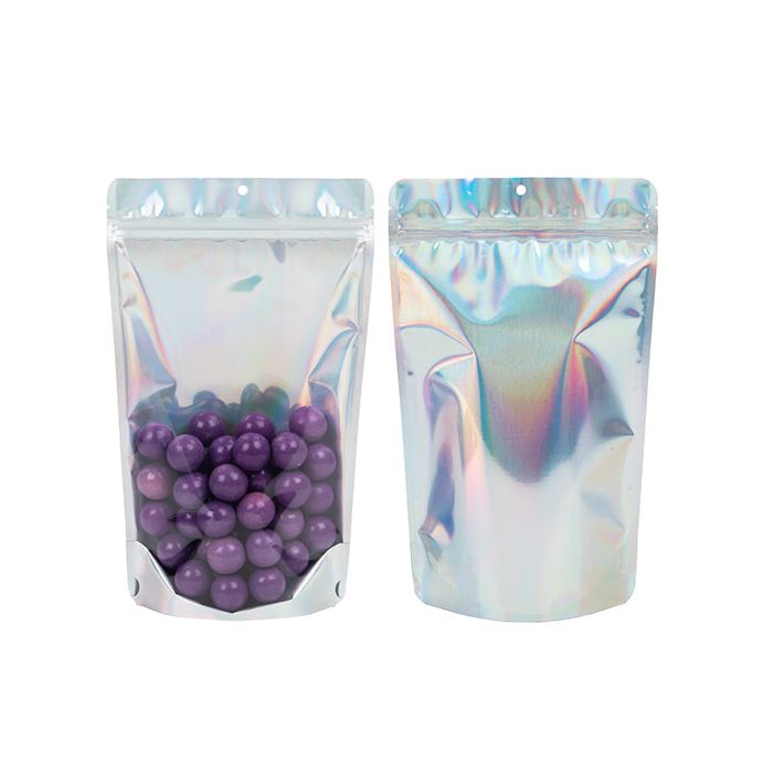 Stand Up Pouches Transparent/Iridescent/Holographic 17,1x8,9x28,6cm With Hanghole