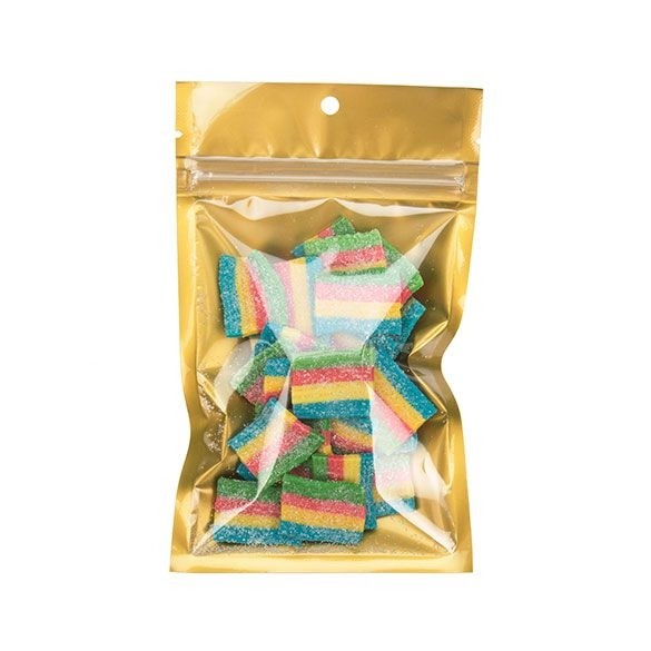 Sacchetto trasparente con chiusura a pressione trasparente/oro 9.2x12.7cm (100 pezzi) [HZB4CG]