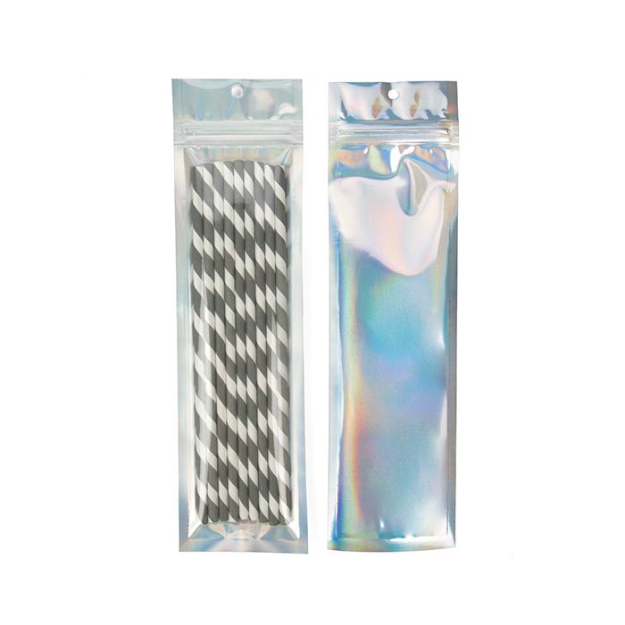 Sacchetto trasparente con chiusura a pressiones Trasparente/olografico 6,4x22,9 cm (100 pz) [HZBB1CH]