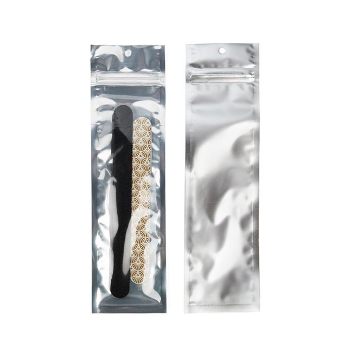 Sacchetto trasparente con chiusura a pressiones Trasparente/argento 6,4x22,9 cm (100 pz) [HZBB1CS]