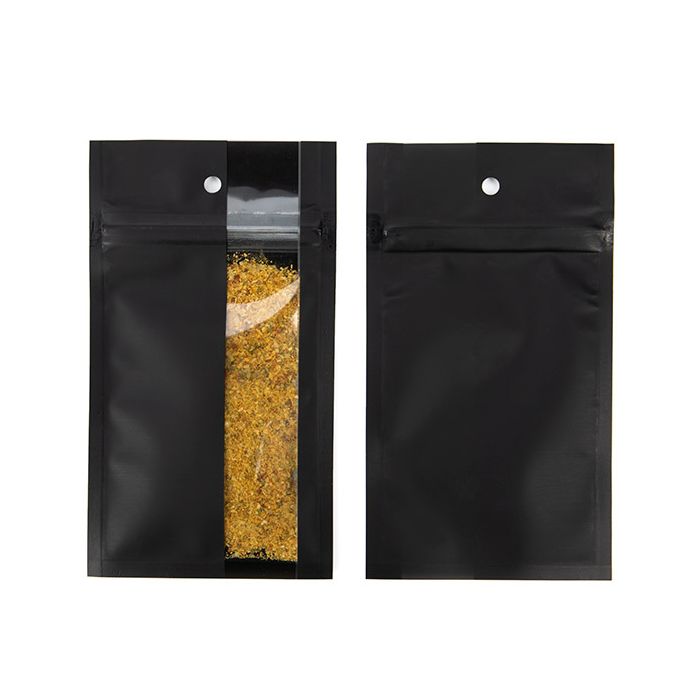 Sacchetto trasparente con chiusura a pressiones opaco nero converticale finestra 7,6x11,4 cm (100 pz) [HZBV3MB]