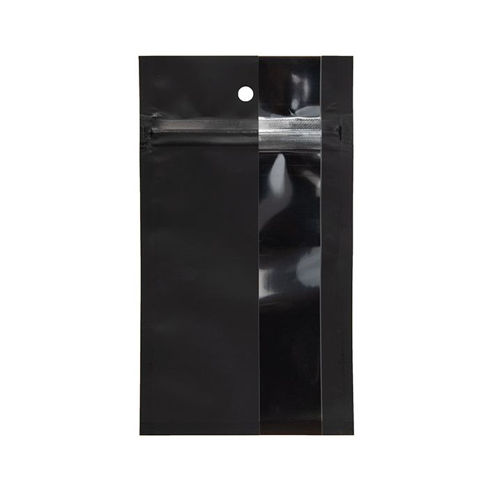 Sacchetto trasparente con chiusura a pressiones opaco nero converticale finestra 7,6x11,4 cm (100 pz) [HZBV3MB]