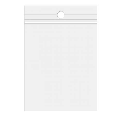 Grip Seal Bags with Hang hole 7.5x10cm Crystal Clear PP 75 micron
