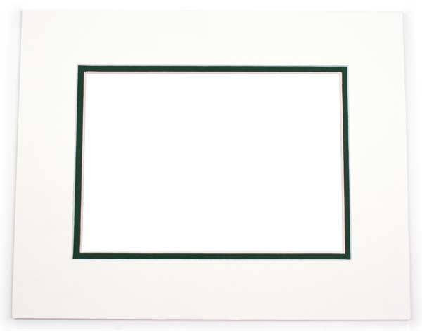 Mount Board Double thick White/dark Green 30.5x40.6cm with 19.4x29.5cm Window