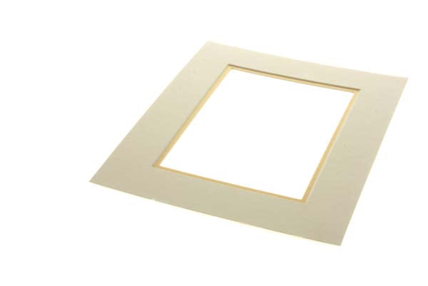 Passe-partout doppio spessore color avorio/oro 27,9x35,6cm con finestra 19,4x24,5cm (10 pezzi) [MD20023]