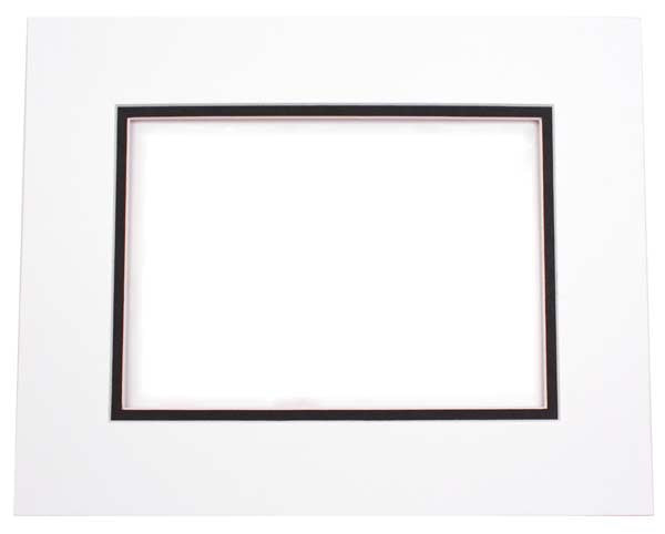 Passe-partout doppio spessore bianco/nero 20.3x25.4cm con finestra 11.8x16.8cm (10 pezzi) [MD20049]