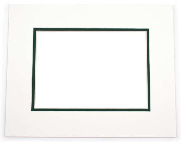 Passe-partout doppio spessore bianco/verde scuro 20.3x25.4cm con finestra 11.8x16.8cm (10 pezzi) [MD20207]